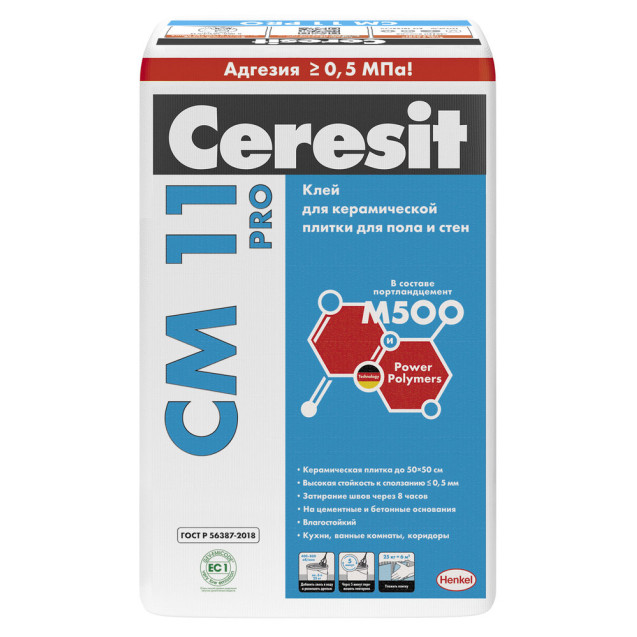 Клей для плитки д/внут и наруж. работ СМ11 PRO CERESIT 25кг (48шт./пал.)