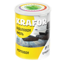 Эмаль акрил матов супербел 1кг KRAFOR
