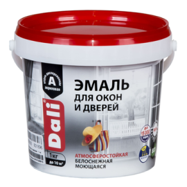 Эмаль акриловая в/д д/окон и дверей 1кг "DALI" РОГ