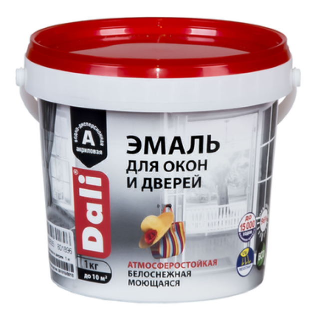 Эмаль акриловая в/д д/окон и дверей 1кг "DALI" РОГ