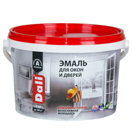 Эмаль акриловая в/д д/окон и дверей 3кг "DALI" РОГ