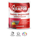 Эмаль акриловая глянцевая супербелая 1кг KRAFOR