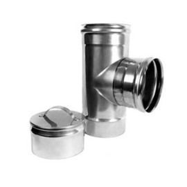 Дымоходный тройник d115 нерж. мат. с заглушкой