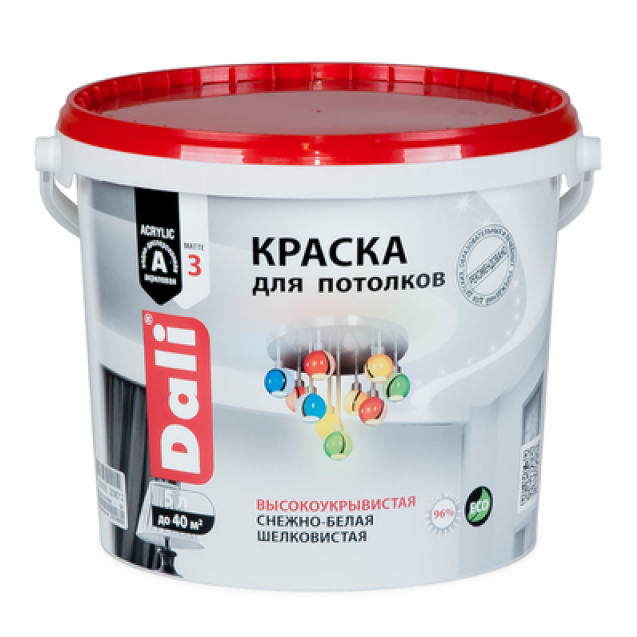 Краска акриловая "DALI" для потолков снежно-бел 5Л