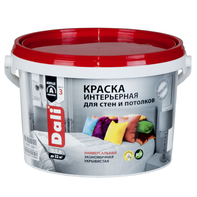 Краска акриловая "DALI" интерьерная белосн 2,5Л