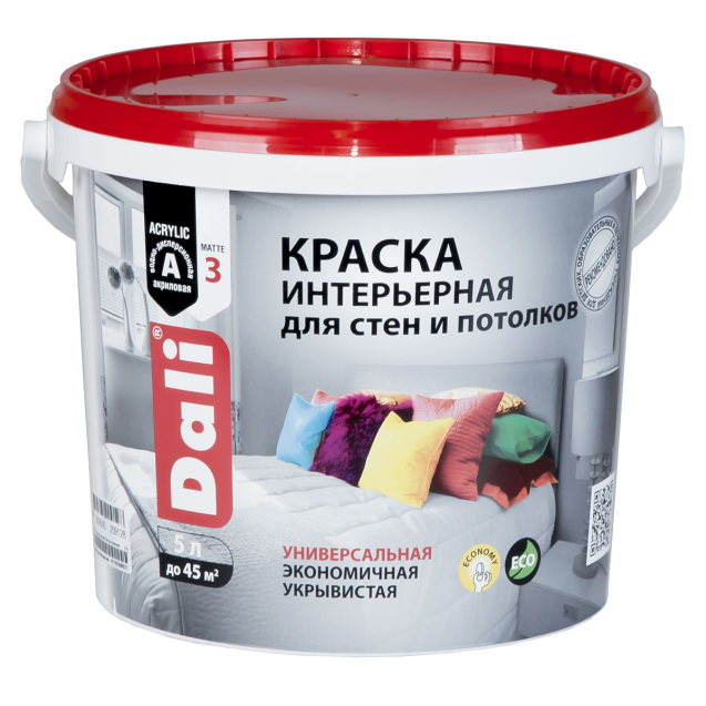 Краска акриловая "DALI" интерьерная белосн 5Л