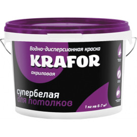 Краска В/Д для потолков супербелая 3кг KRAFOR фиол