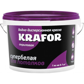 Краска В/Д для потолков супербелая 6,5кг KRAFOR фи