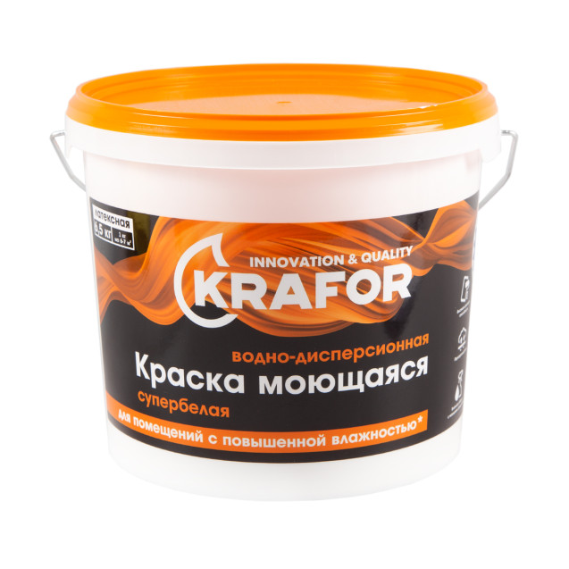Краска В/Д интер. латексная 1,5кг KRAFOR оранж.