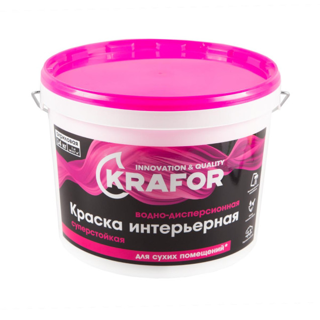 Краска В/Д интер. суперстойкая 1,5кг KRAFOR розов.