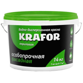 Краска В/Д ФАСАДНАЯ ОСОБОПРОЧНА 14кг KRAFOR ЗЕЛЕН