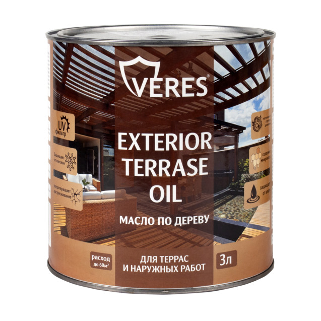 масло по дереву "exterior terrase oil" для наружных работ палисандр 3 л (1/6) "veres"