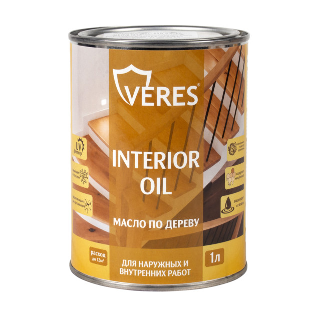 масло по дереву "interior oil" для внутр. и наружных работ дуб 1 л (1/14) "veres"