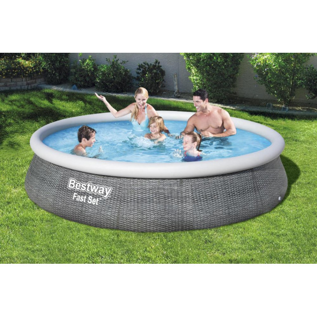 бассейн надувной bestway, 396х84 см, fast set, 57376, ф-насос, 7340 л
