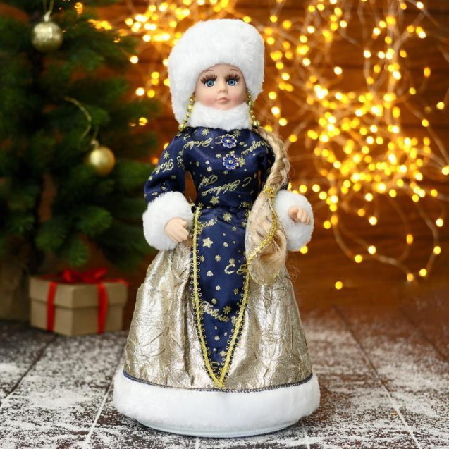 снегурочка "в рождественской синей шубке" 17х35 см 6939414
