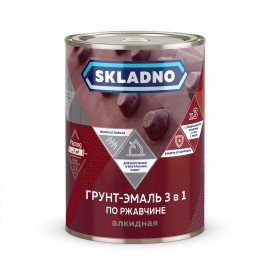грунт- эмаль по ржавчине "skladno" 3 в 1 коричневый 0,8 кг (1/14)
