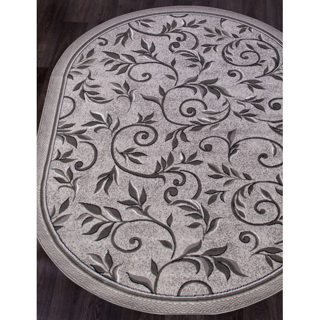 Ковер БЦФ SILVER овальный 0,6*1,1м D230 LIGHT GRAY МЕРИНОС